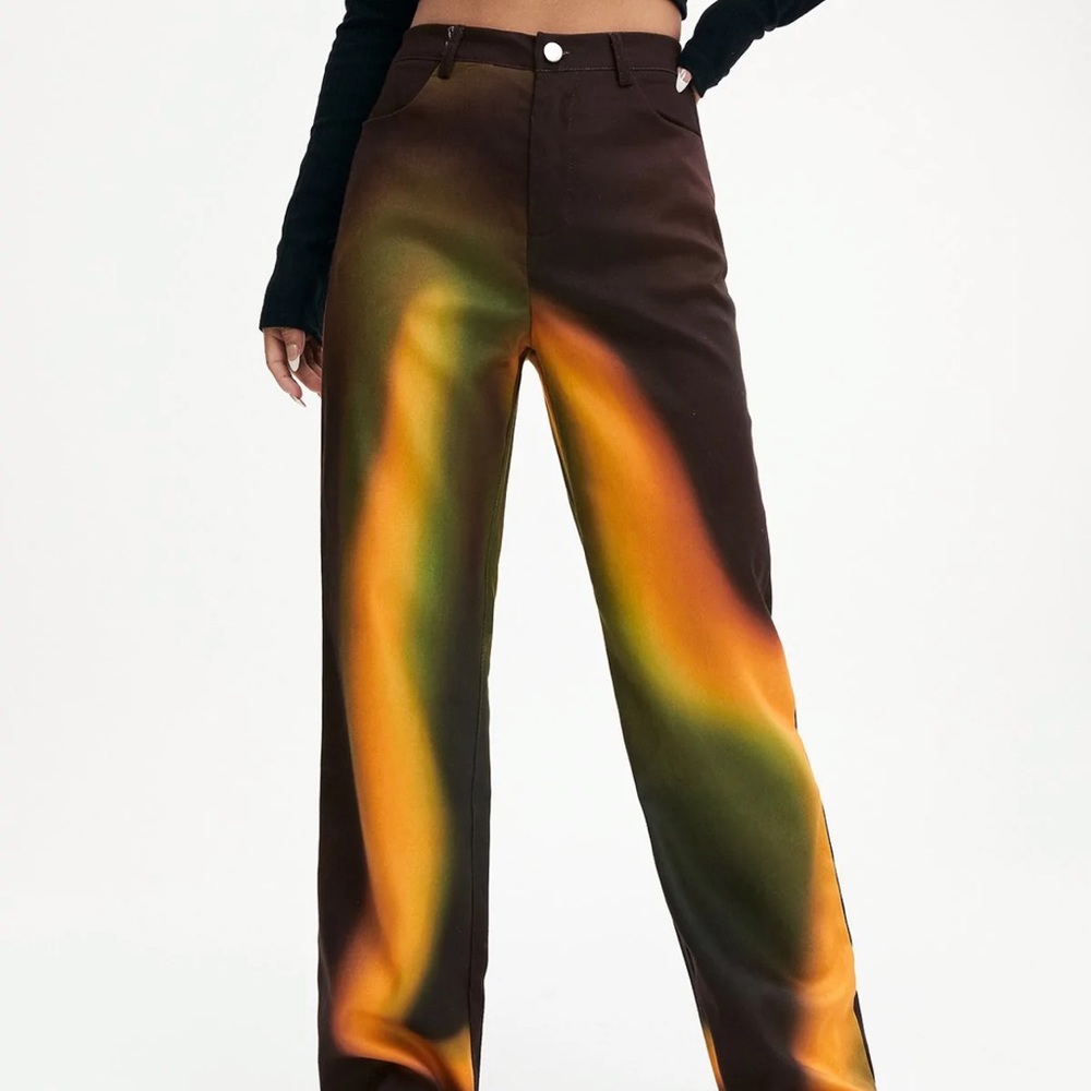 High Waist ColorBlock Wide Leg Pant